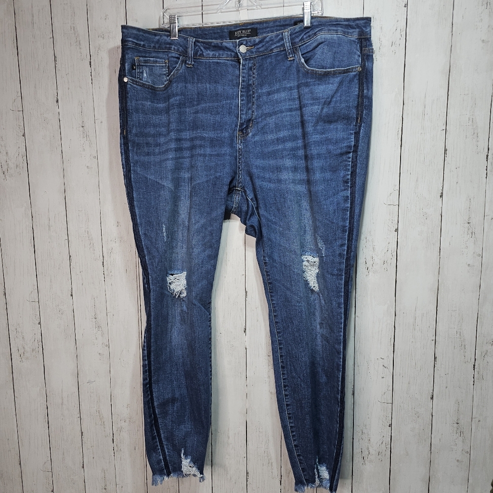 Judy Blue Jeans Womens 22W Plus Blue Medium Wash Relaxed High Rise Skinny Ripped
